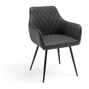 Set di 2 poltroncine LEON in similpelle antracite e gambe nere