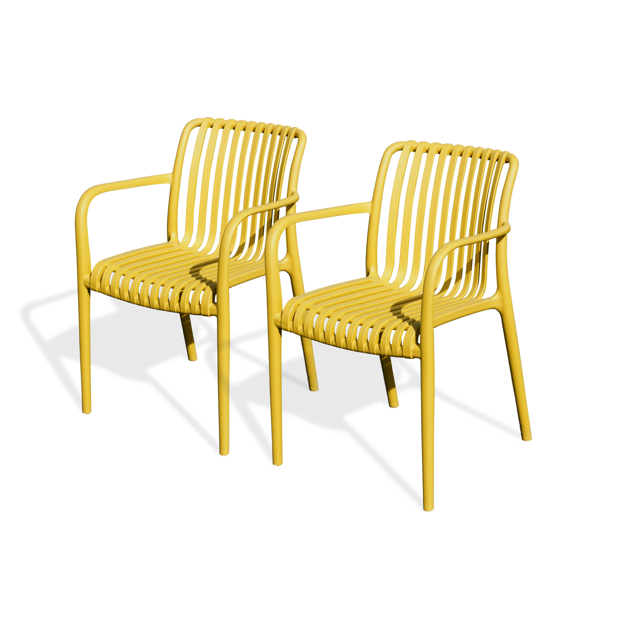 TIAGO - Lot de 2 fauteuils de jardin empilables en Polypropylène moutarde