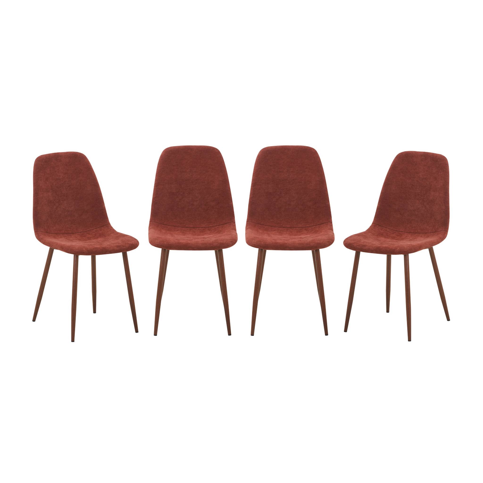 Chaise décor bois teinte noyer et tissu (lot de 4) VERA