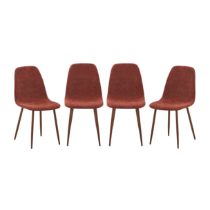 Chaise décor bois teinte noyer et tissu (lot de 4) VERA