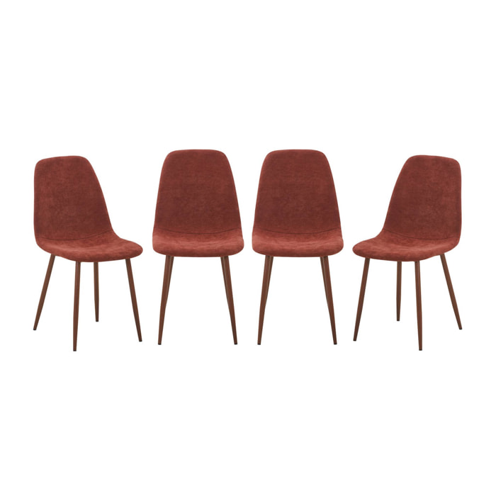 Chaise décor bois teinte noyer et tissu (lot de 4) VERA