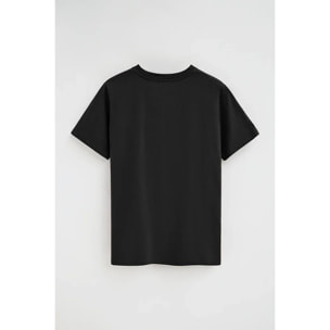Camiseta negra de cuello pico con logo Rigby Go