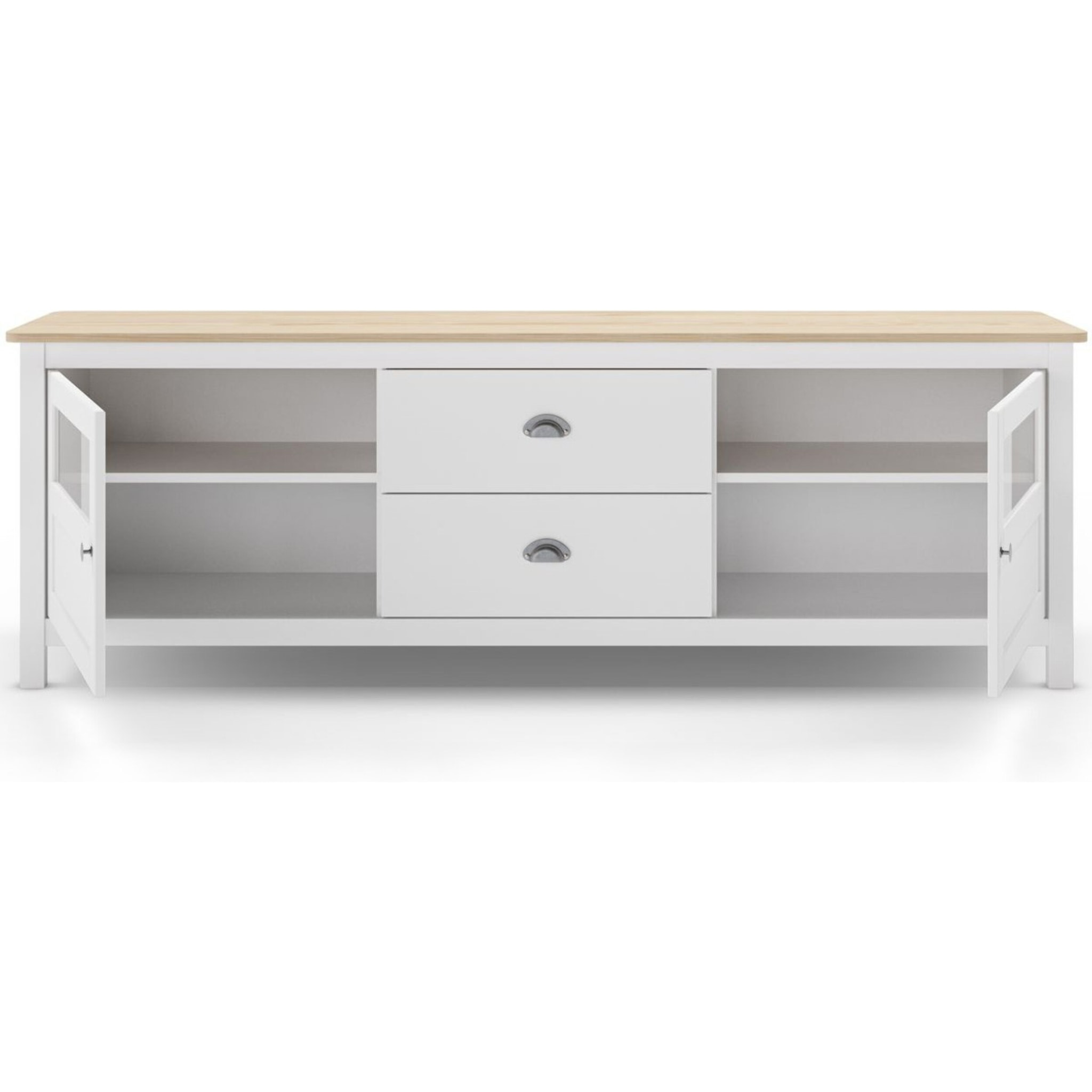 Meuble TV 2 portes 2 tiroirs en bois - MACHA