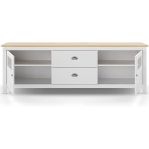 Meuble TV 2 portes 2 tiroirs en bois - MACHA