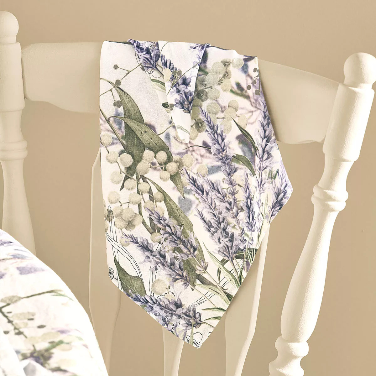 Serviette lin & coton lavé 150 g/m² imprimé violet Parfum de lavande mauve