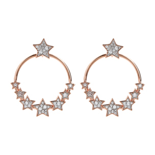 Orecchini a Cerchio con Stelle Graduate in Cubic Zirconia