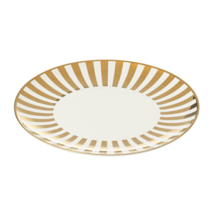 J-Line assiette Lignés - porcelaine - or/blanc - large
