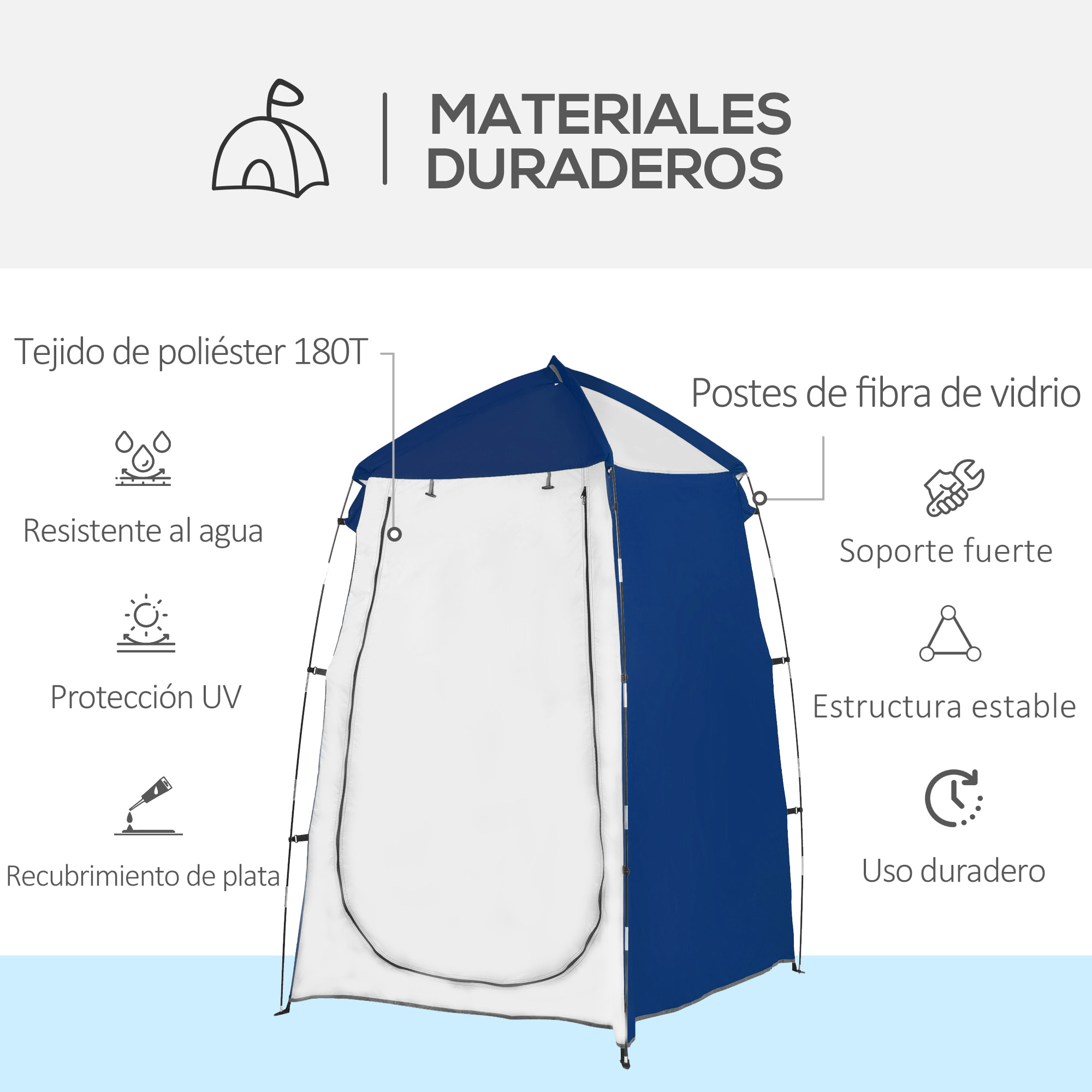 Tienda de Ducha Camping Portátil UV25+ Tienda de Privacidad Tienda Instantánea para Baño Vestuario Cambiador Inodoro con Ventana Bolsillo y Bolsa de Transporte 123x121x198 cm Azul