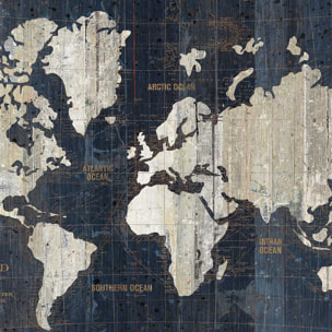 Affiche carte du monde voies navigables Affiche sous cadre noir