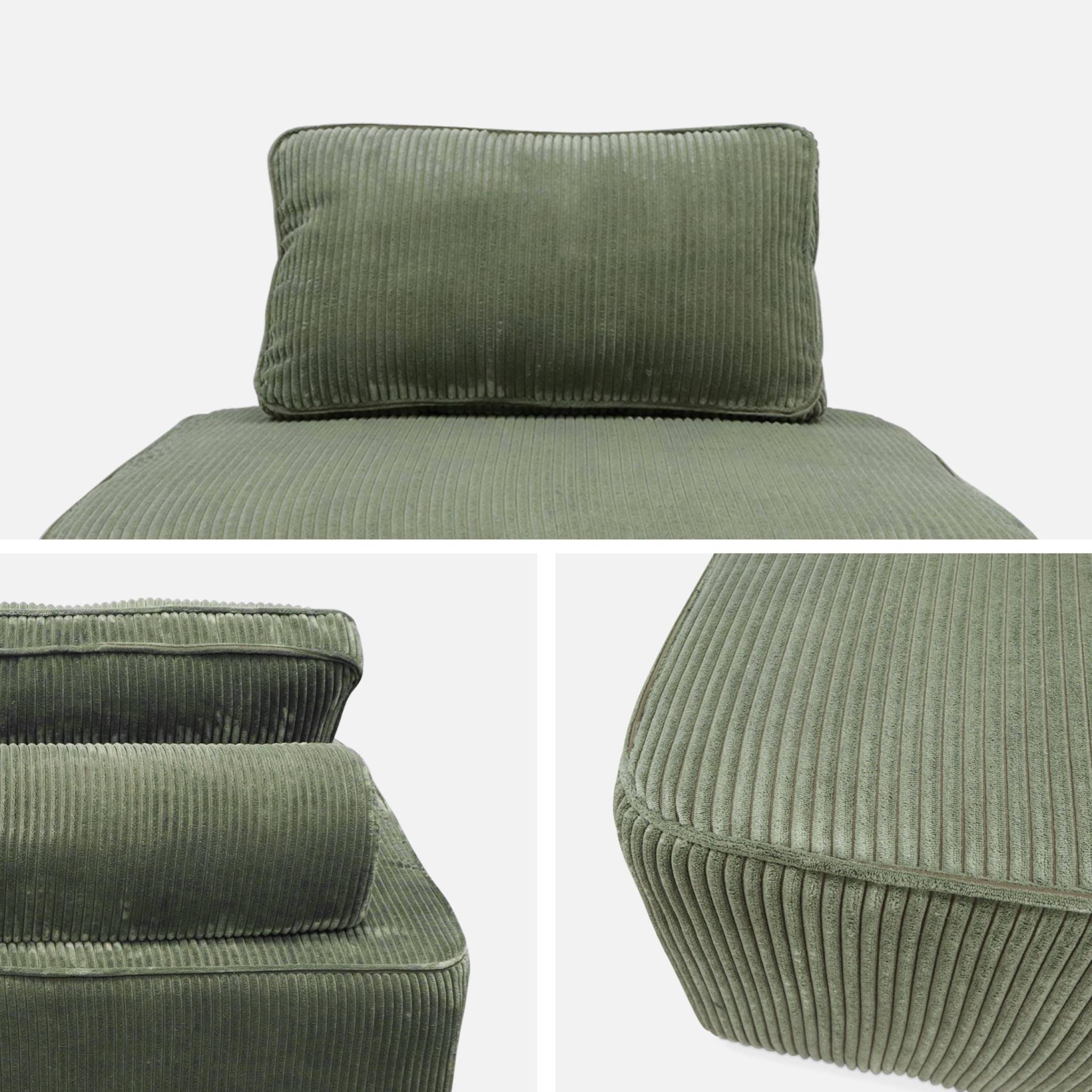 Lot de 2 chauffeuses  pour canapé modulable velours côtelé vert avec un coussin