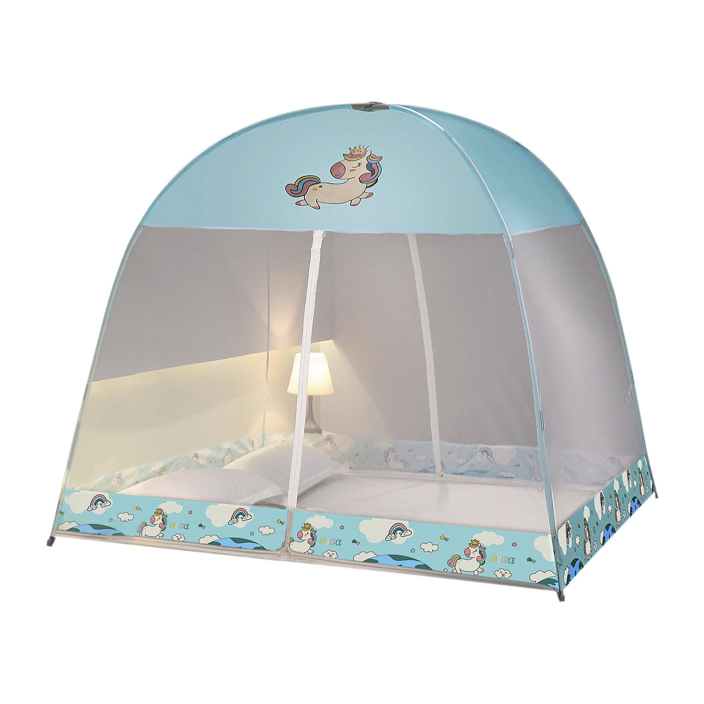 Mosquitera plegable infantil para cama con doble puerta, diseño unicornio. 120cm