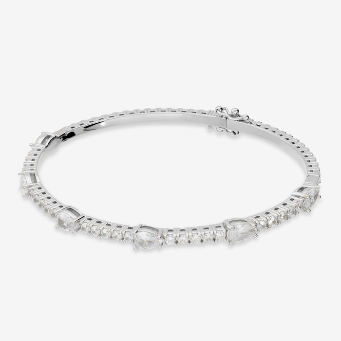 Bracciale Tennis 'Infinity' in Argento 925 con Cubic Zirconia Tonde e a Goccia