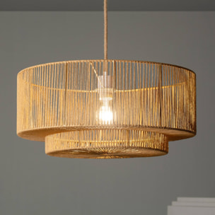 Suspension luminaire effet rotin Coline naturel Ø 50cm