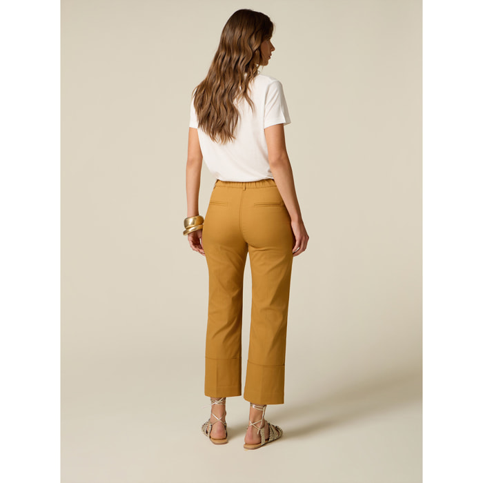Oltre - Pantalones cropped con vuelta - Amarillo