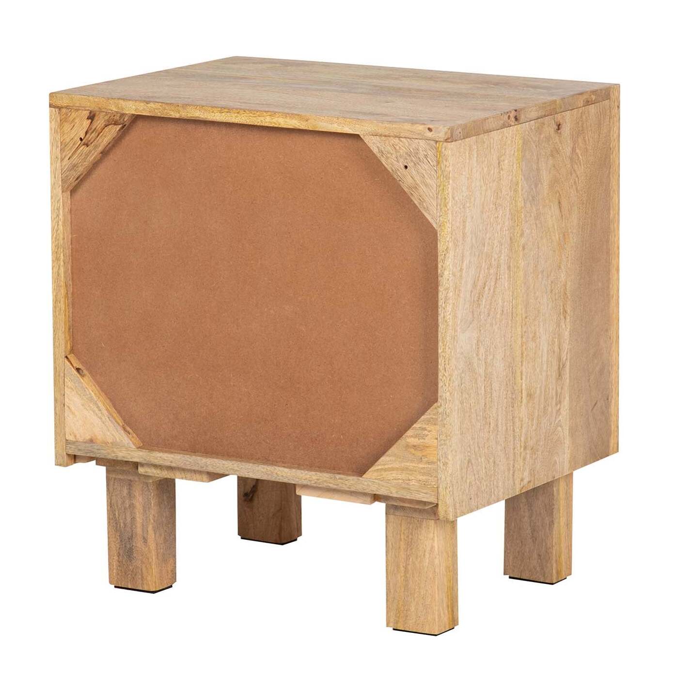 Mesita 2 Puertas Madera Mango Marron 55x40x60 Cm