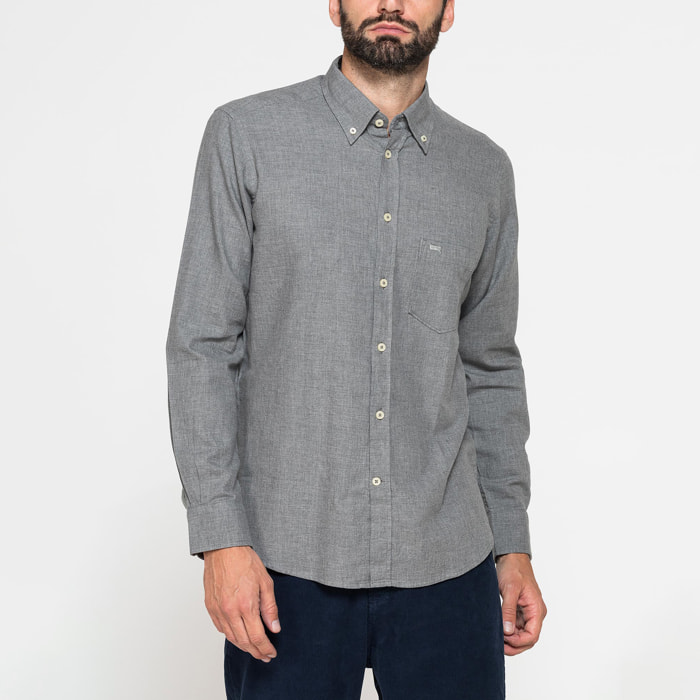 CAMICIA DI FLANELLA IN COLORI TINTA UNITA CON TASCHINO