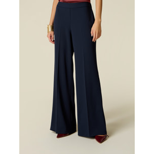 Oltre - Pantaloni palazzo in tessuto crêpe - Blu