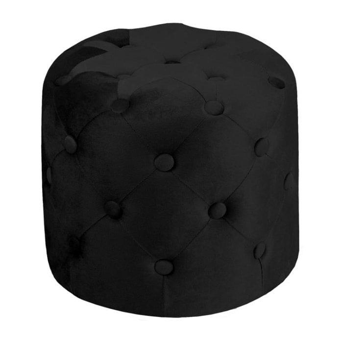 Pouf Poggiapiedi Rotondo Seduta In Velluto Velvet Parigi Nero