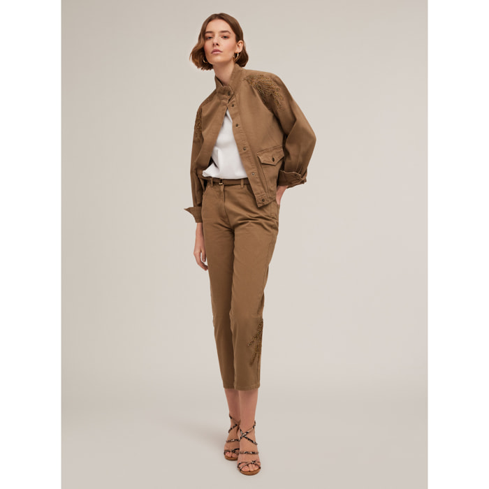 Motivi - Pantalón chino con parche bordado - Verde militare