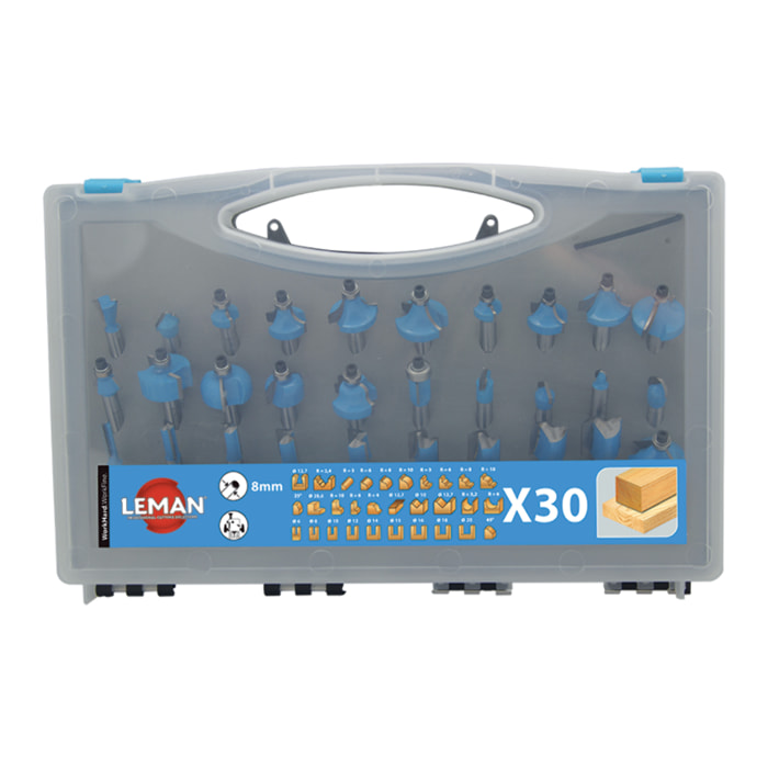 Coffret de 30 mèches de défonceuse LEMAN DEF.428.30 Q8mm - 428.700.30