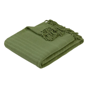 Jeté de lit Anjali 230x250 vert kaki en coton