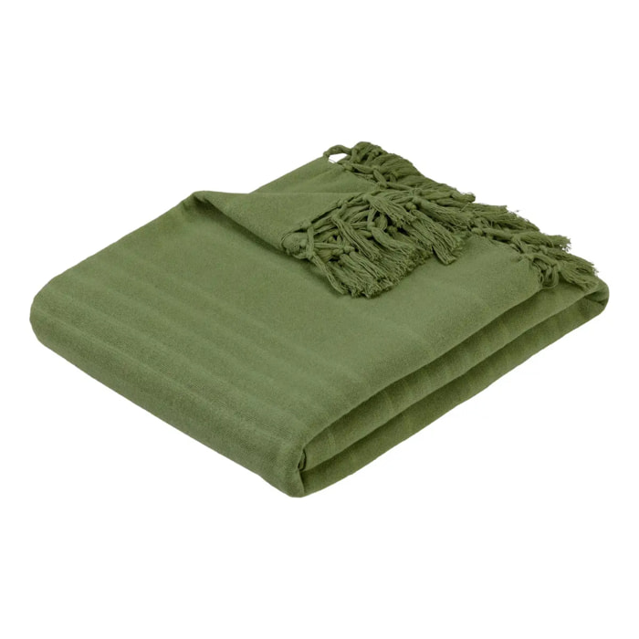 Jeté de lit Anjali 230x250 vert kaki en coton