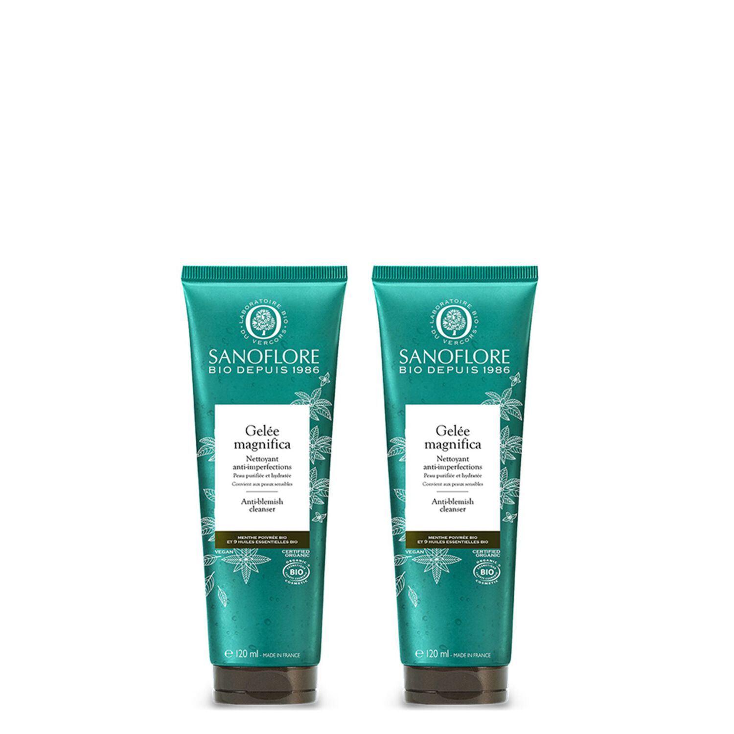 Magnifica - Lot de 2 gel nettoyants anti-imperfections certifiées Bio (2x120ml)
