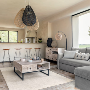 Lampe "Etel" - métal & papier H36 cm