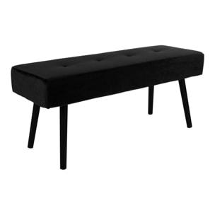 Panchina Skiby in velluto nero con gambe nere, 100 cm