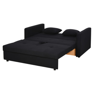 Canapé convertible 2 places canapé-lit clic clac 2 coussins inclus coffre de rangement intégré tissu anthracite