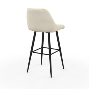 Tabourets de bar Olivia velours crème pieds métal - lot de 2