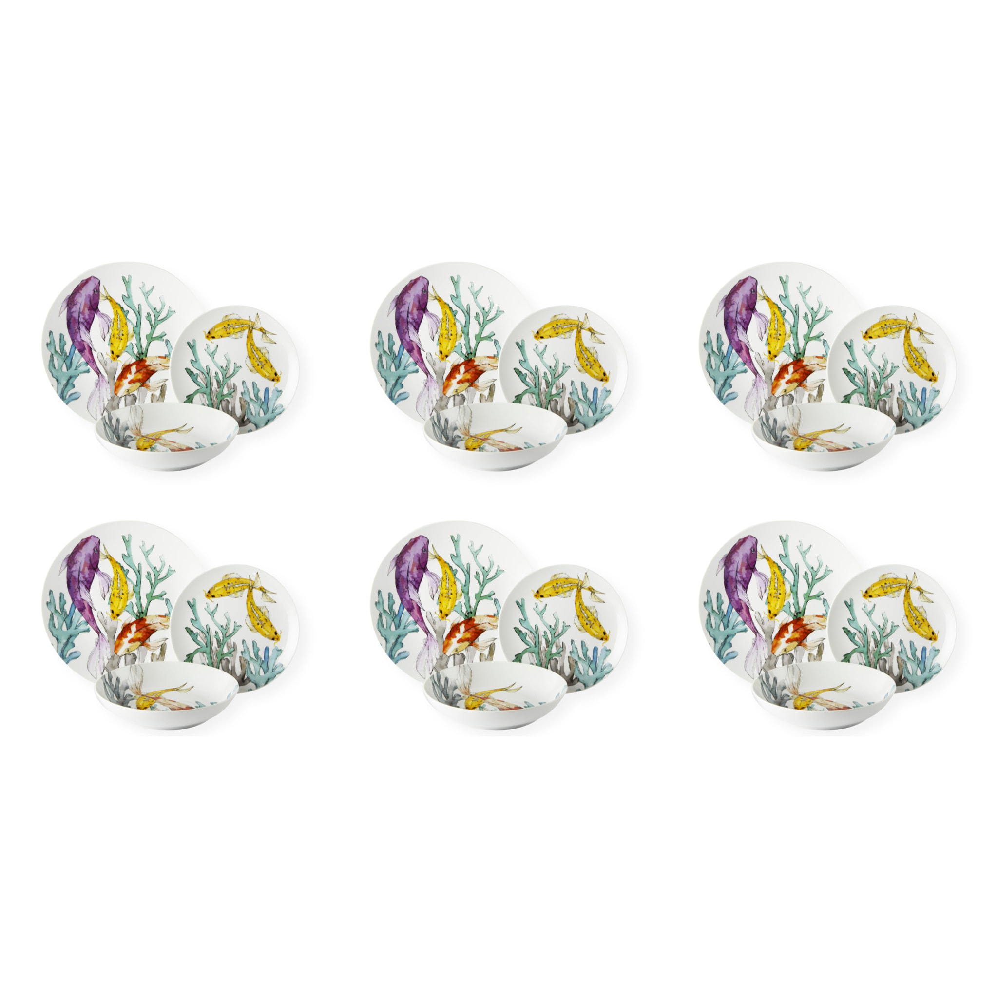 Service 18 assiettes Excelsa Hokkaido, porcelaine, multicolore