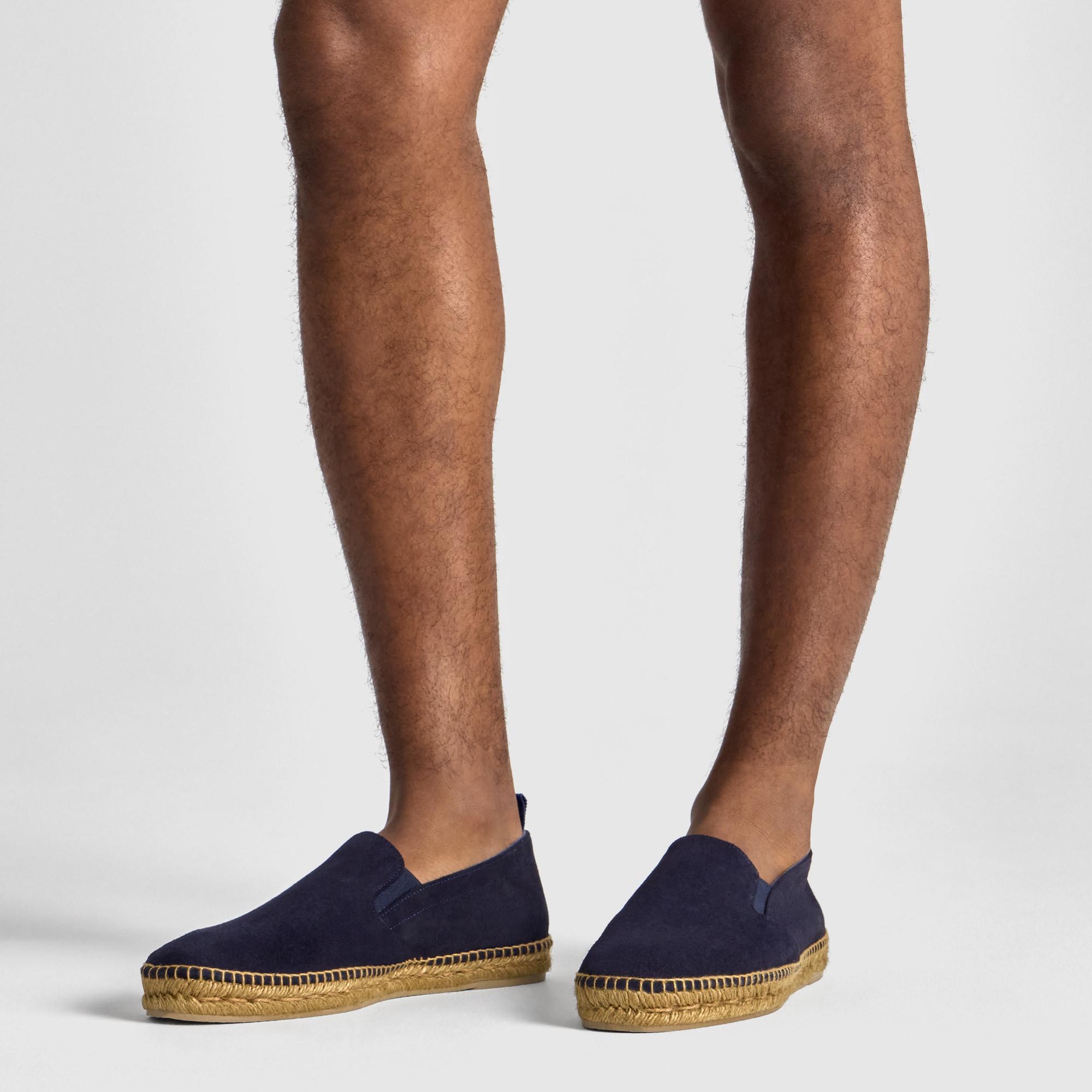 Alpargata joel plana en piel y yute con elásticos laterales