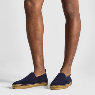 Alpargata joel plana en piel y yute con elásticos laterales