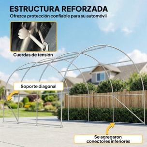 Carpa Garaje Portátil 3x5 m, Garaje Exterior para Coche Impermeable con Puerta Enrollable con Cremallera, Estructura de Acero Galvanizado, UPF30+, Cobertizo de Almacenamiento, Gris