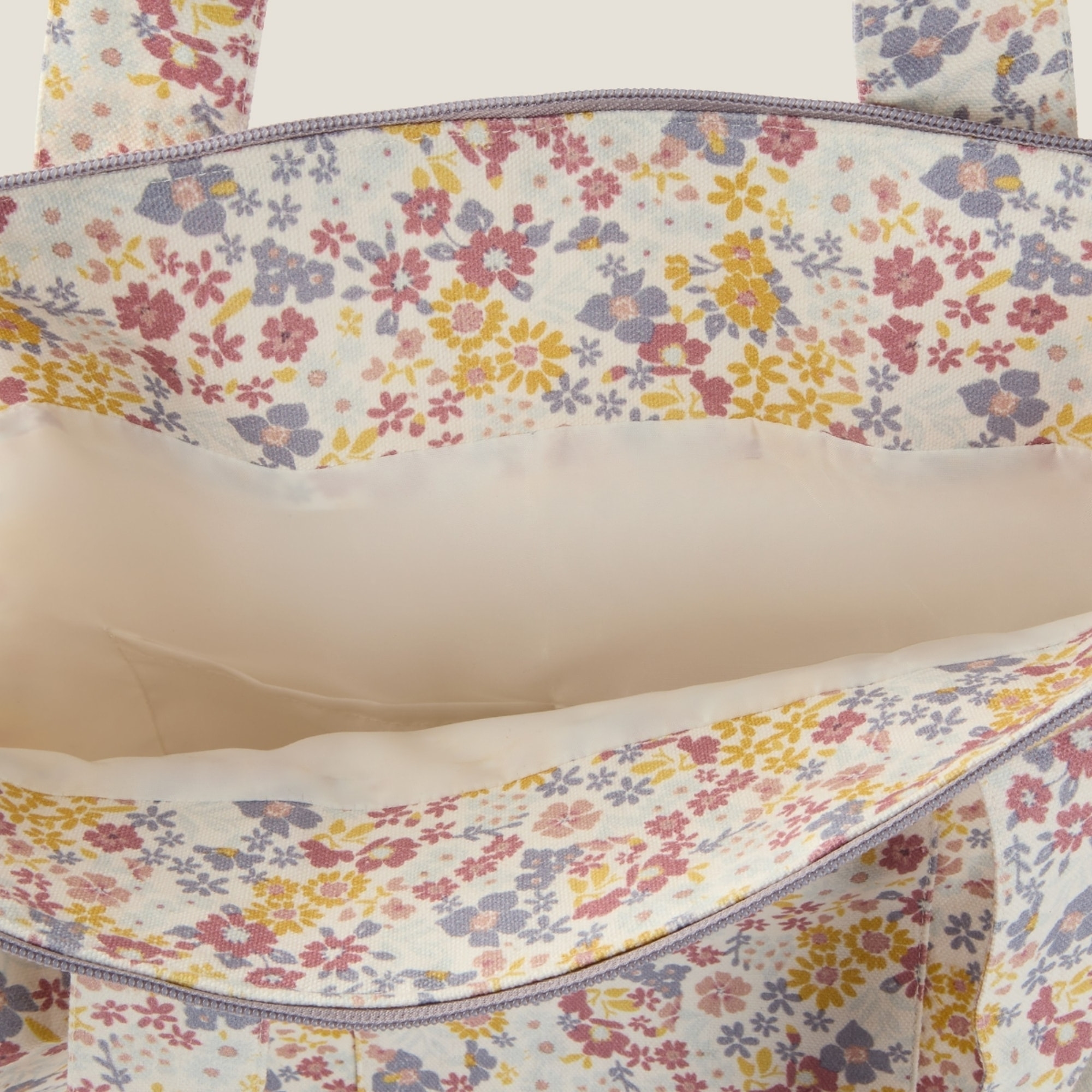 Bolso de playa algodón flores Champri color lila