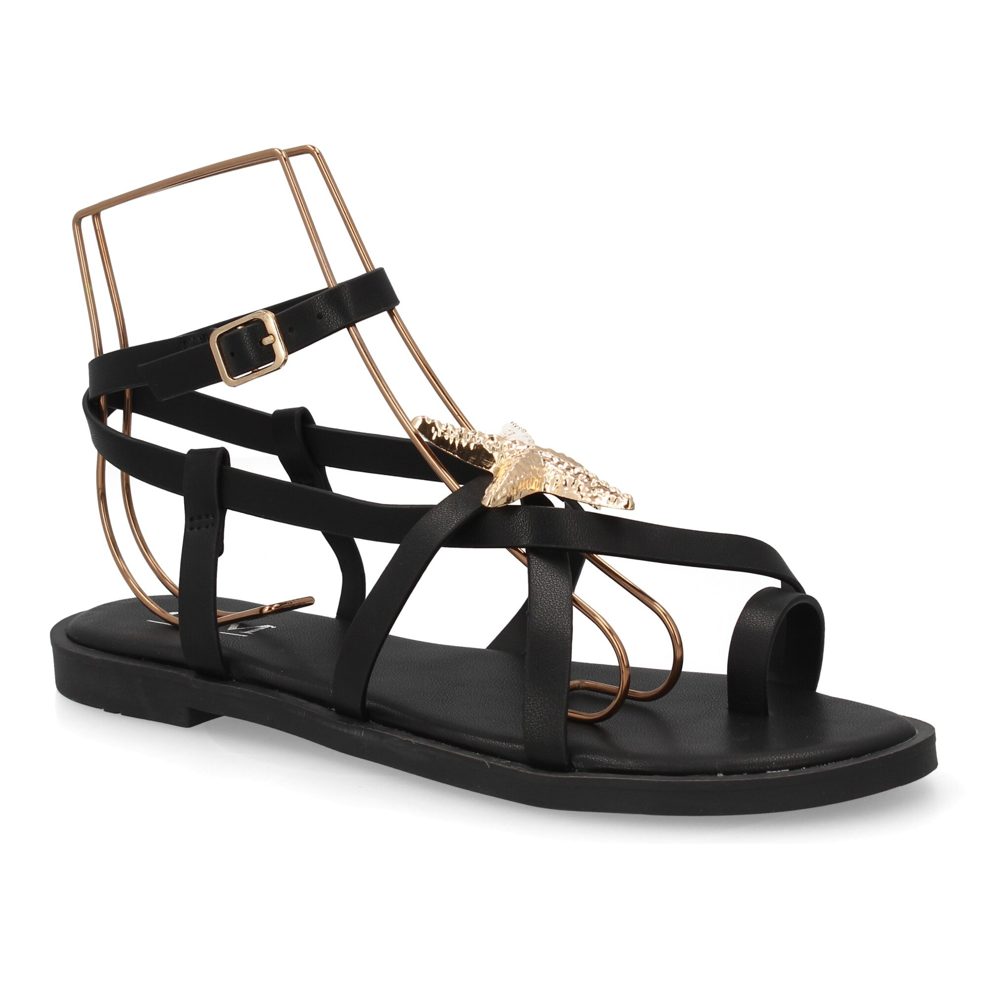 Sandalia romana plana con decoración de estrella.