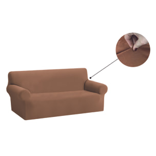 Copridivano Copriseduta Sofà Elasticizzato Smile Tinta Unita Marrone