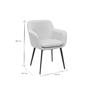 Chaises en tissu effet velours texturé beige et métal noir (lot de 2) AMIKA