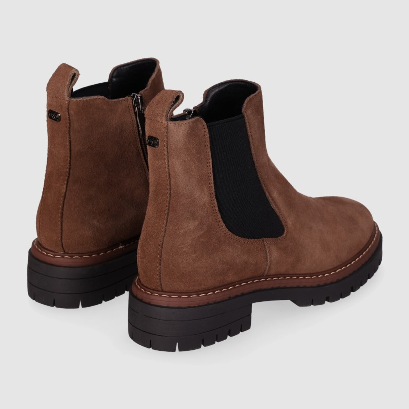 Botines de Serraje - Taupe - Tacón: Bajo