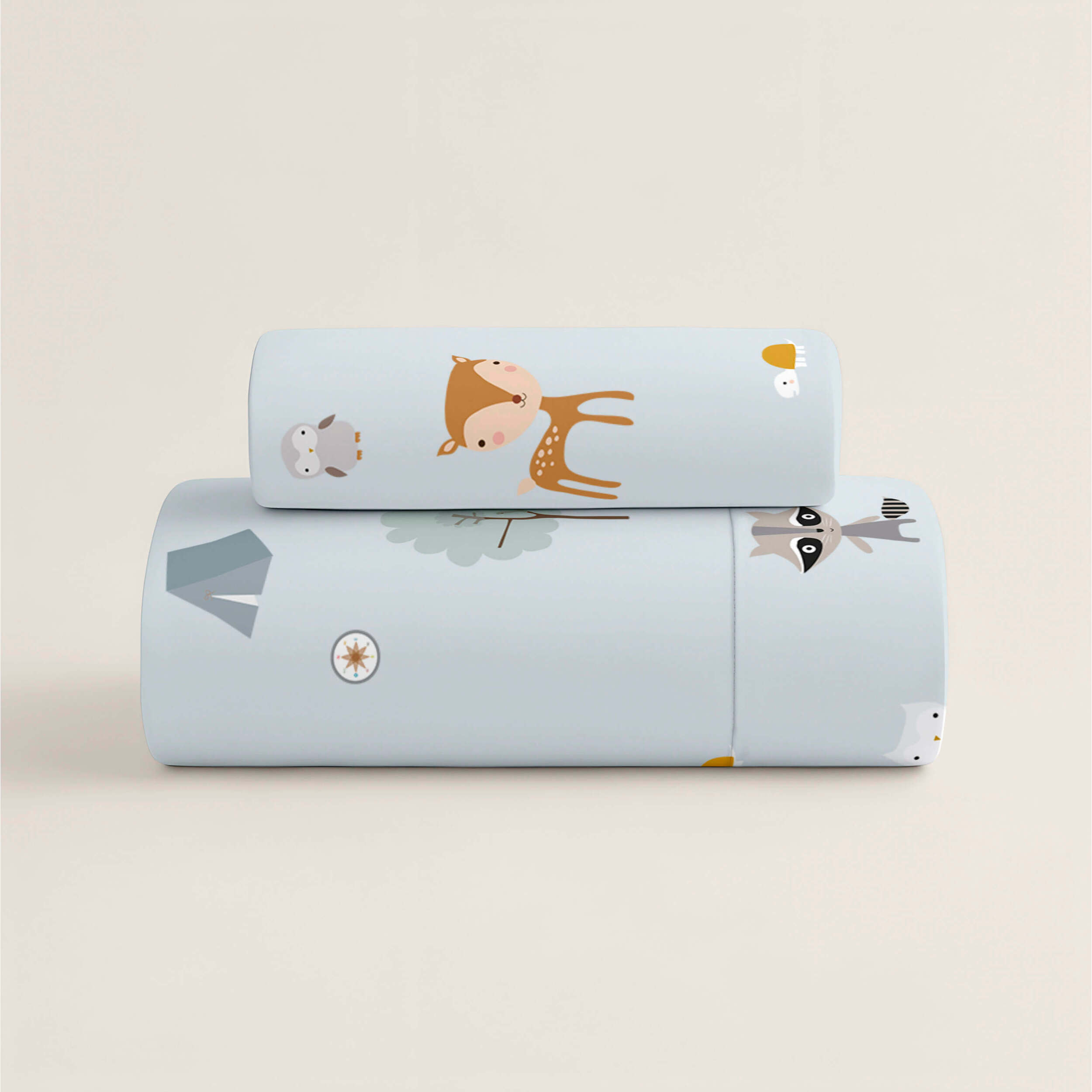 Funda Nórdica Estampada - Reversible - Infantil - Cierre Solapa - 100% Algodón - Incluye 1 Funda de Almohada - Cuna/Maxicuna - Aventura Bosque
