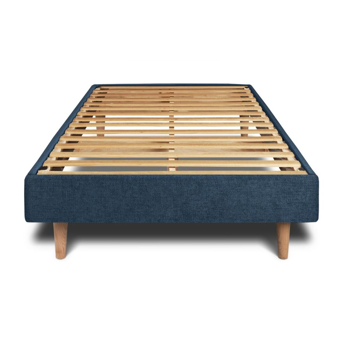 Lit avec tête de lit bandes horizontales tissu et sommier kit Ep14