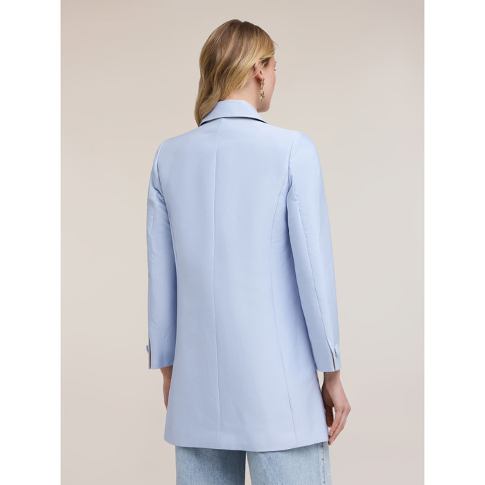 Motivi - Cappotto in raso di cotone - Azzurro