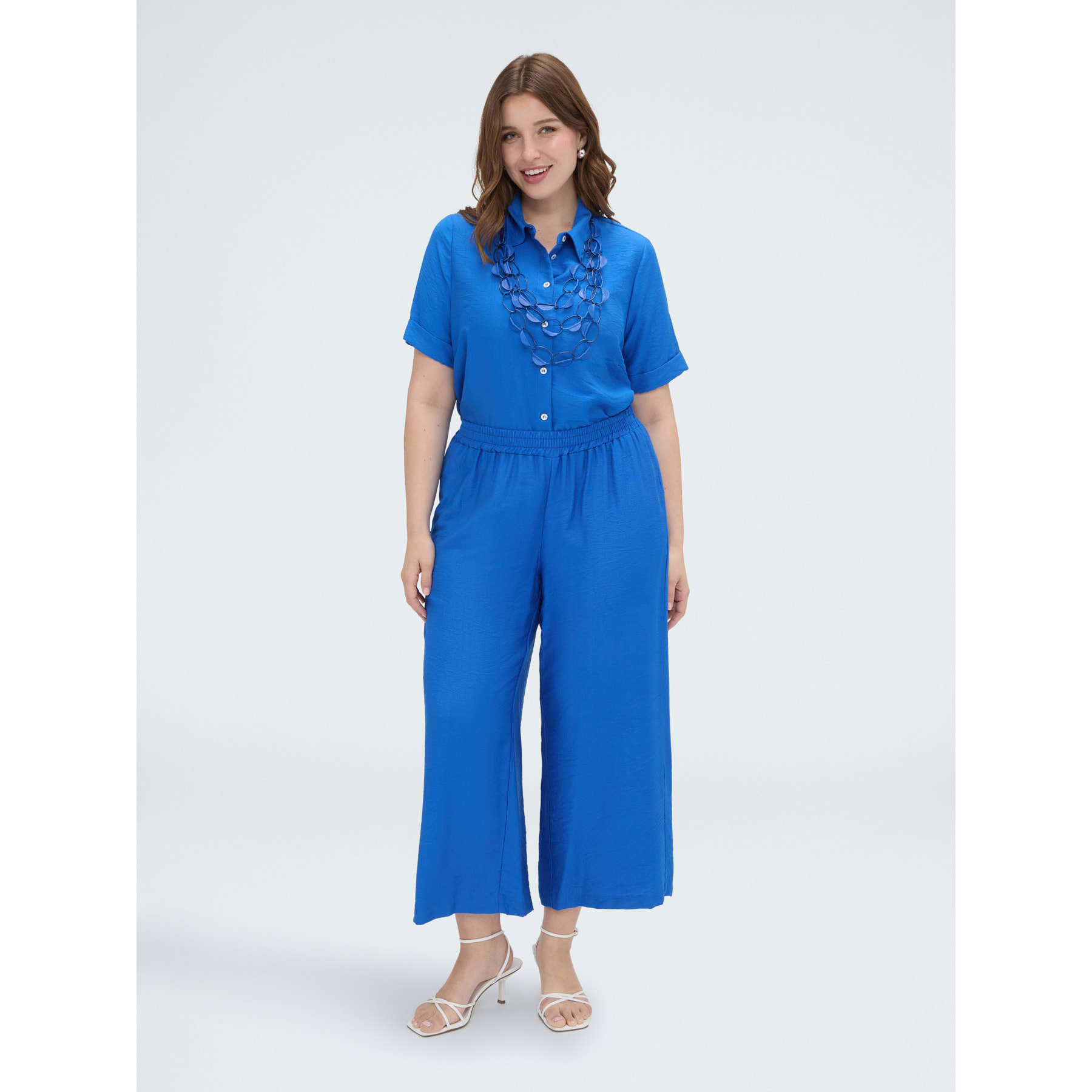 Fiorella Rubino - Pantaloni cropped in viscosa - Bluette