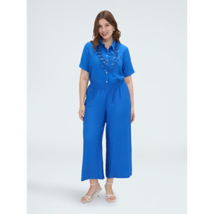 Fiorella Rubino - Pantaloni cropped in viscosa - Bluette