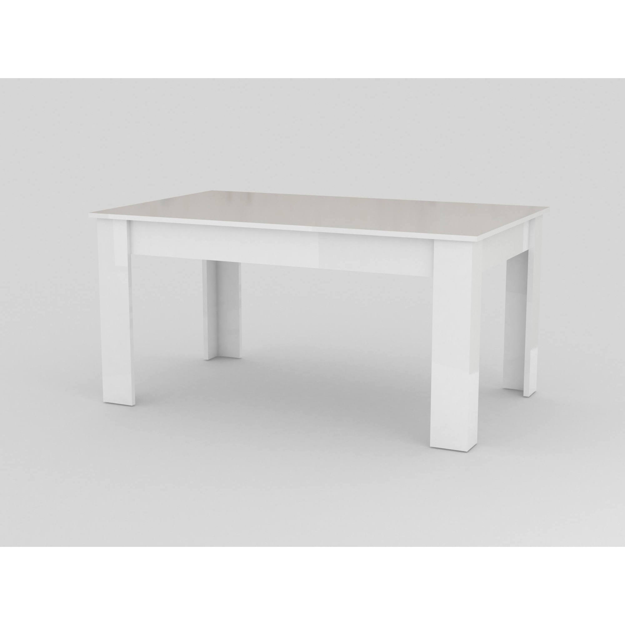 Tavolo per sala da pranzo estensibile, Made in Italy, Tavolo moderno con allunghe, Consolle allungabile, cm 160/210x90h75, colore Bianco lucido