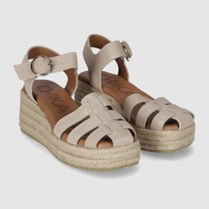 Sandalias de Serraje - Platino - Tacón: 6 cm