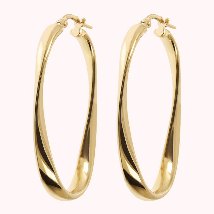 Orecchini a Cerchio Golden Ritorti Forma Ovale