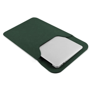 Housse de protection aspect cuir pour tablette, ordinateur compatible de 13,3 à 15,4 pouces Kaki