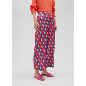 Pantaloni palazzo logo multicolore